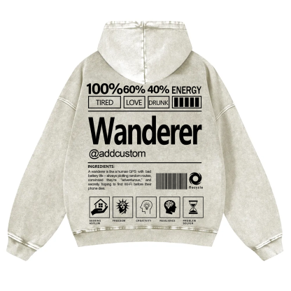 Wanderer Addcustom Unisex Fit Vintage Washed Hoodie