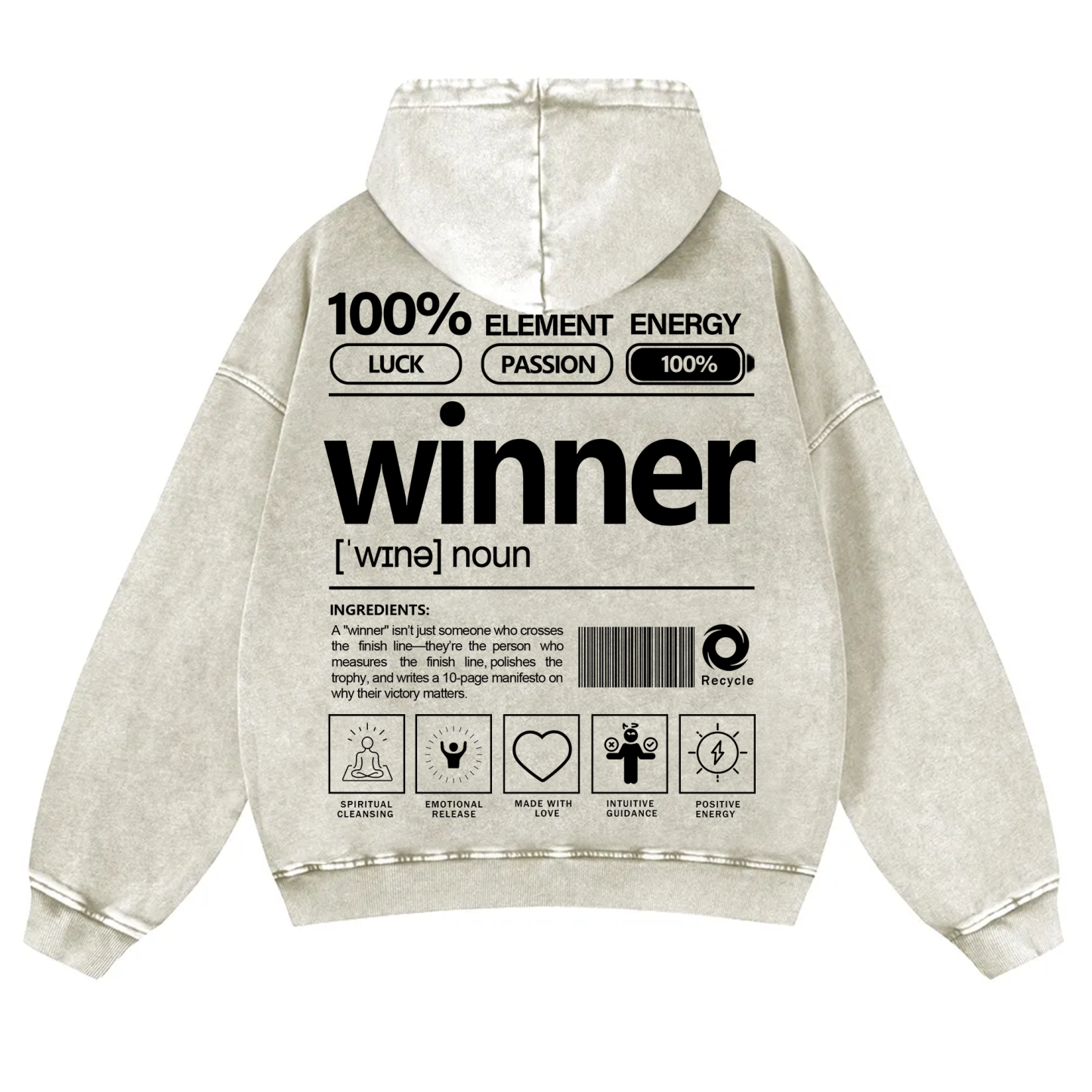 Winner Unisex Fit Vintage Washed Hoodie