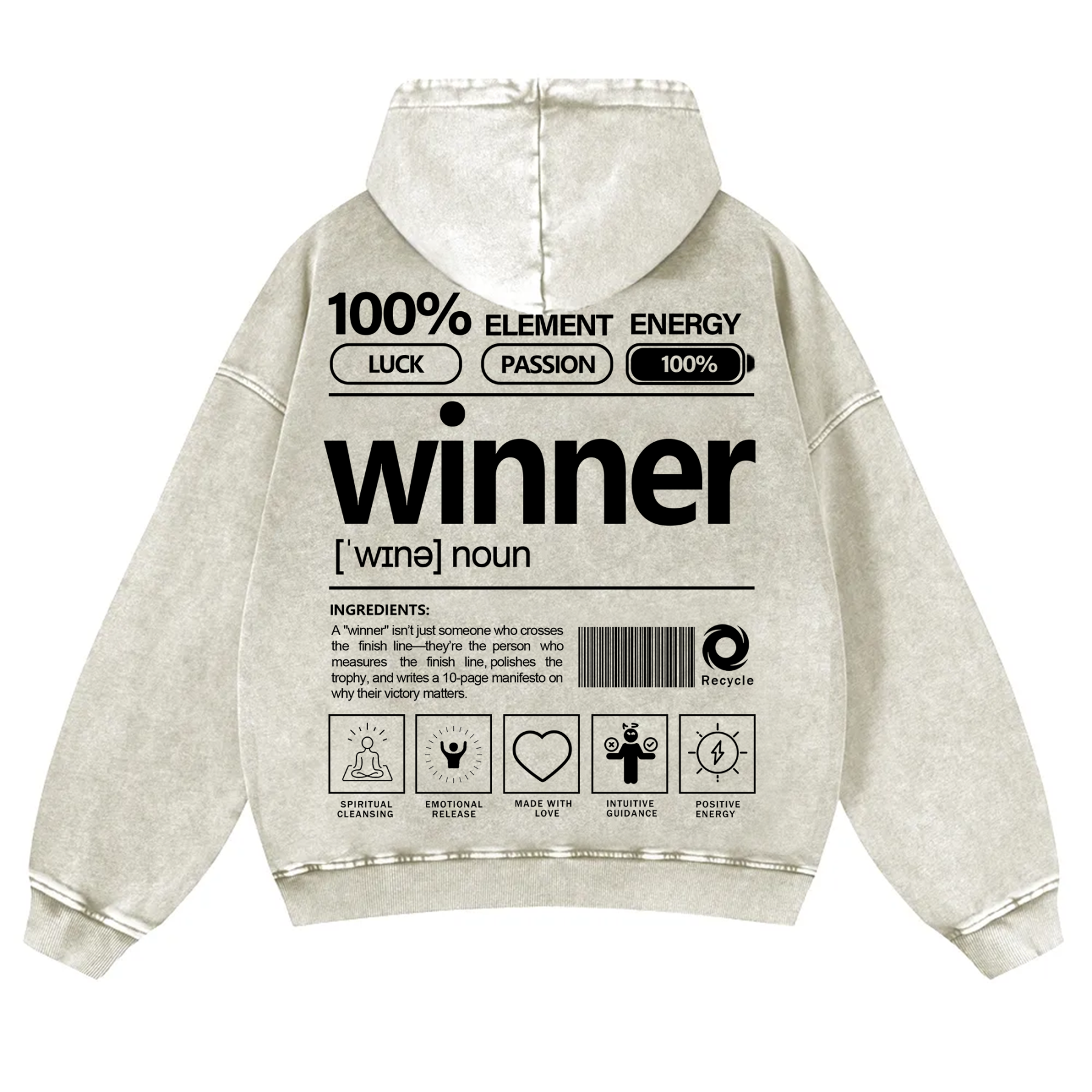 Winner Unisex Fit Vintage Washed Hoodie
