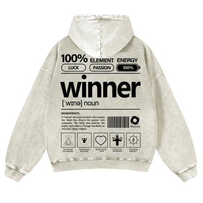 Winner Unisex Fit Vintage Washed Hoodie