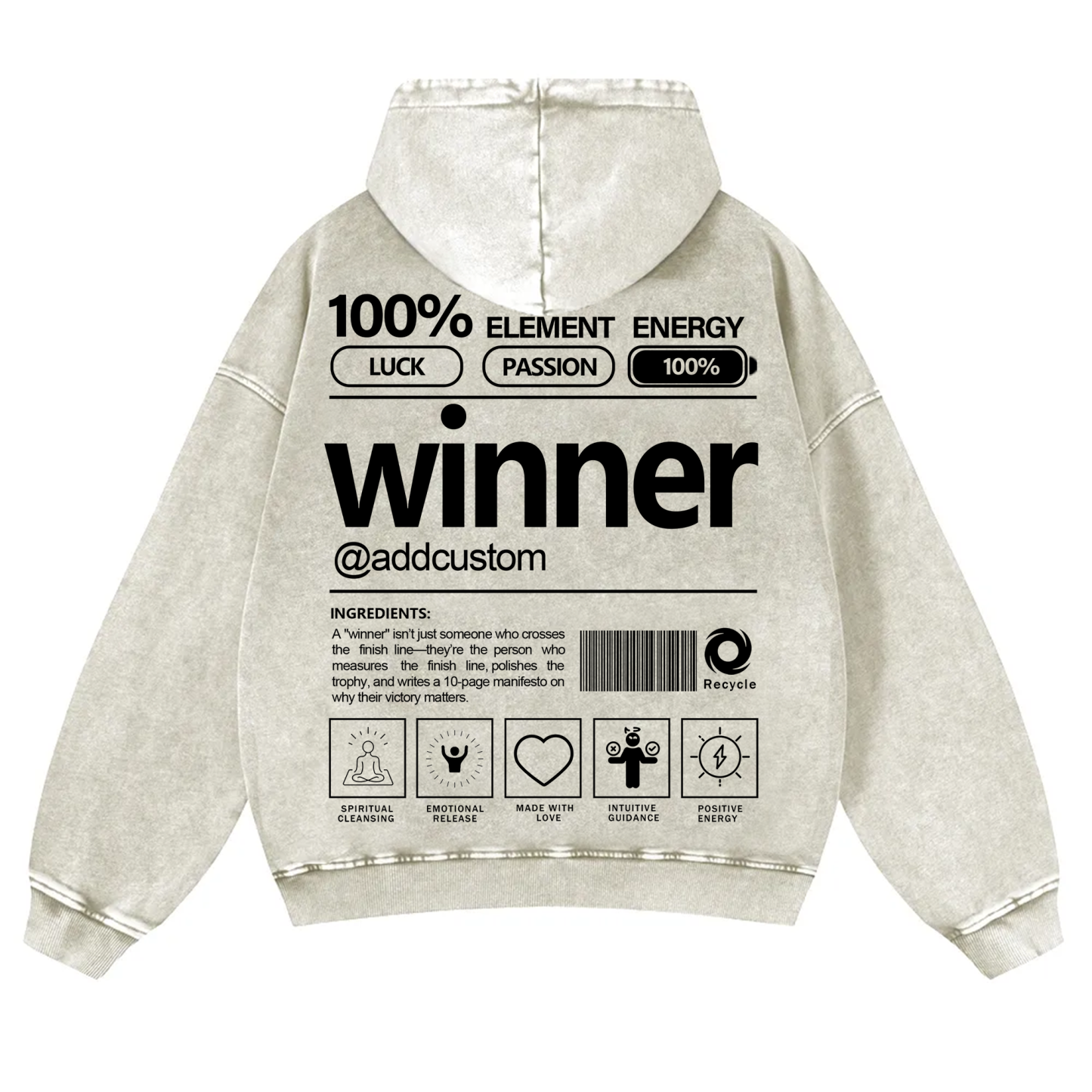 Winner Addcustom Unisex Fit Vintage Washed Hoodie
