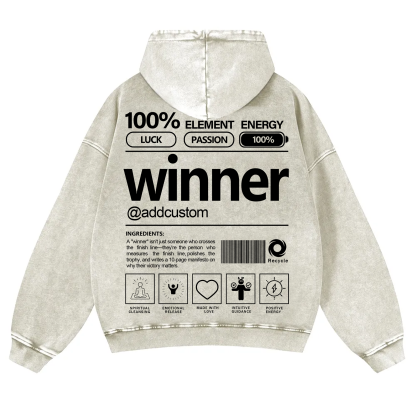 Winner Addcustom Unisex Fit Vintage Washed Hoodie
