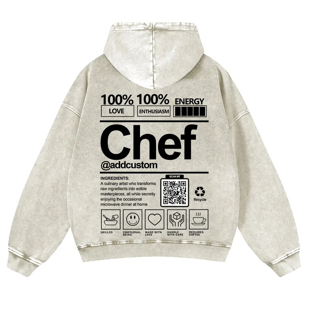 Chef Addcustom QR Code Unisex Fit Vintage Washed Hoodie