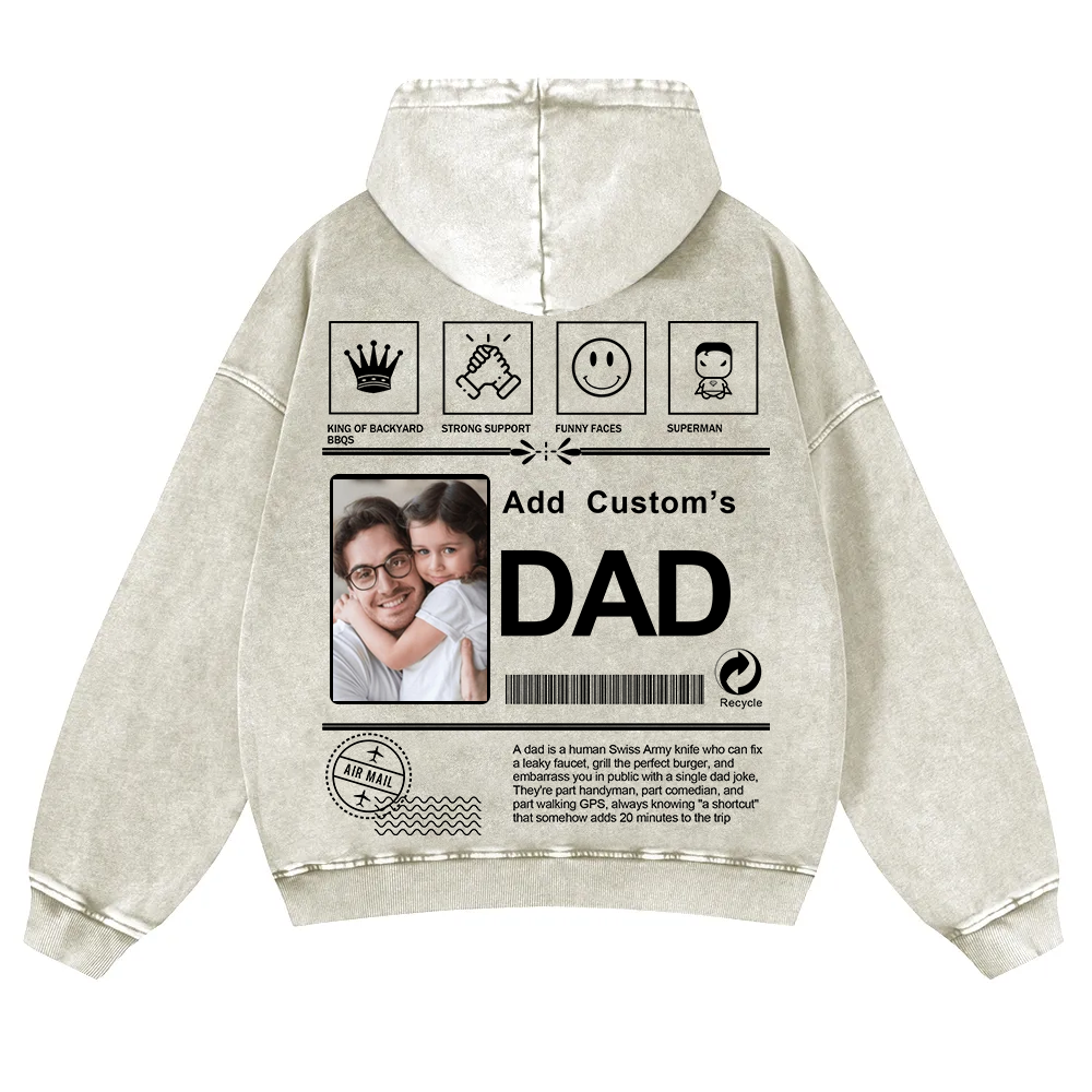 DAD Custom Casual Washed Hoodie wearishow