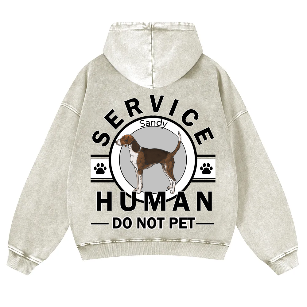 Service Human, Do Not Pet - Personalized Custom Unisex Washed Hoodie