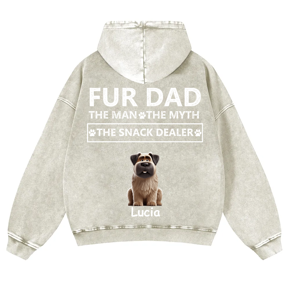 Fur Dad The Man The Myth The Snack Dealer - Personalized Custom Unisex Washed Hoodie