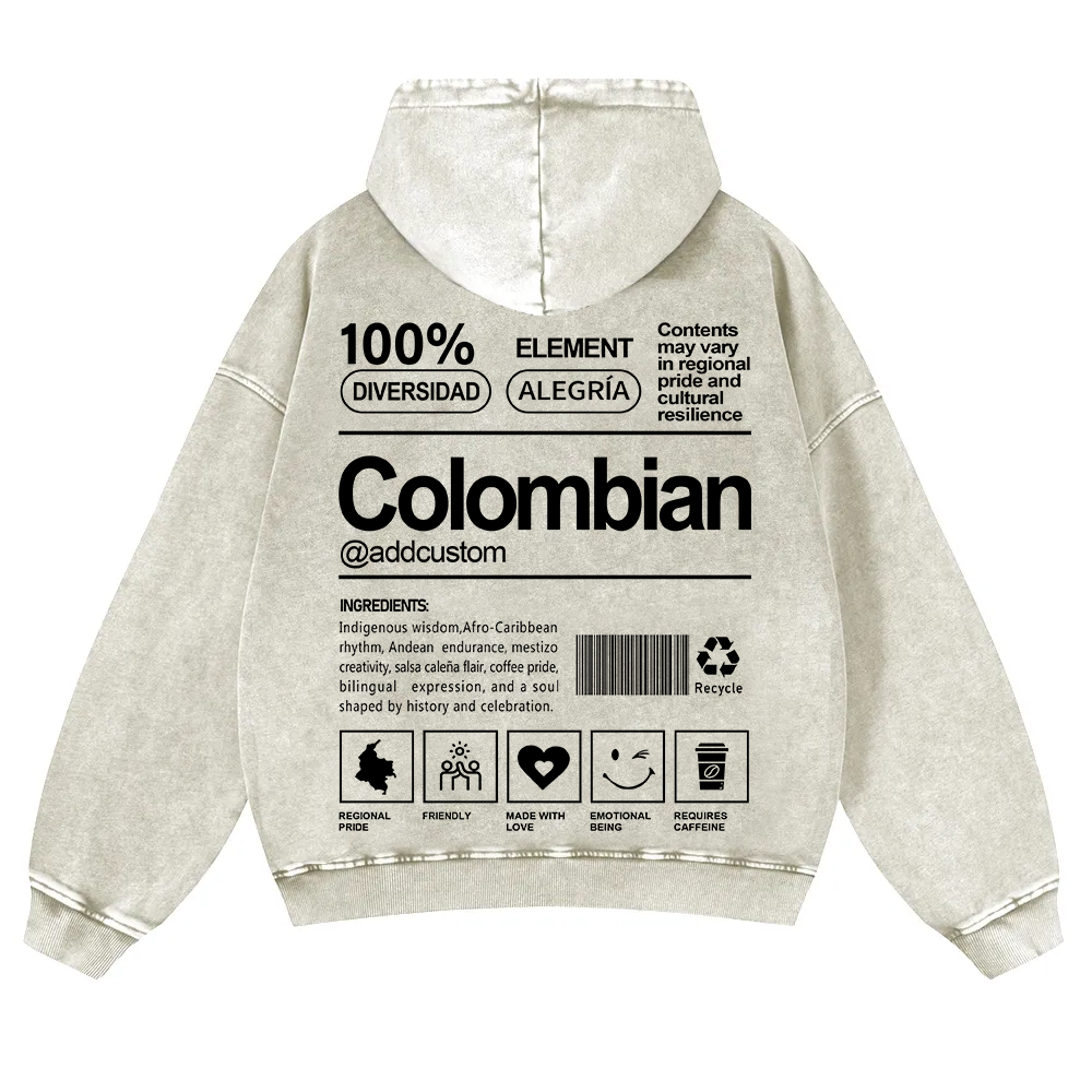Colombian Addcustom Unisex Fit  Washed Hoodie wearishow