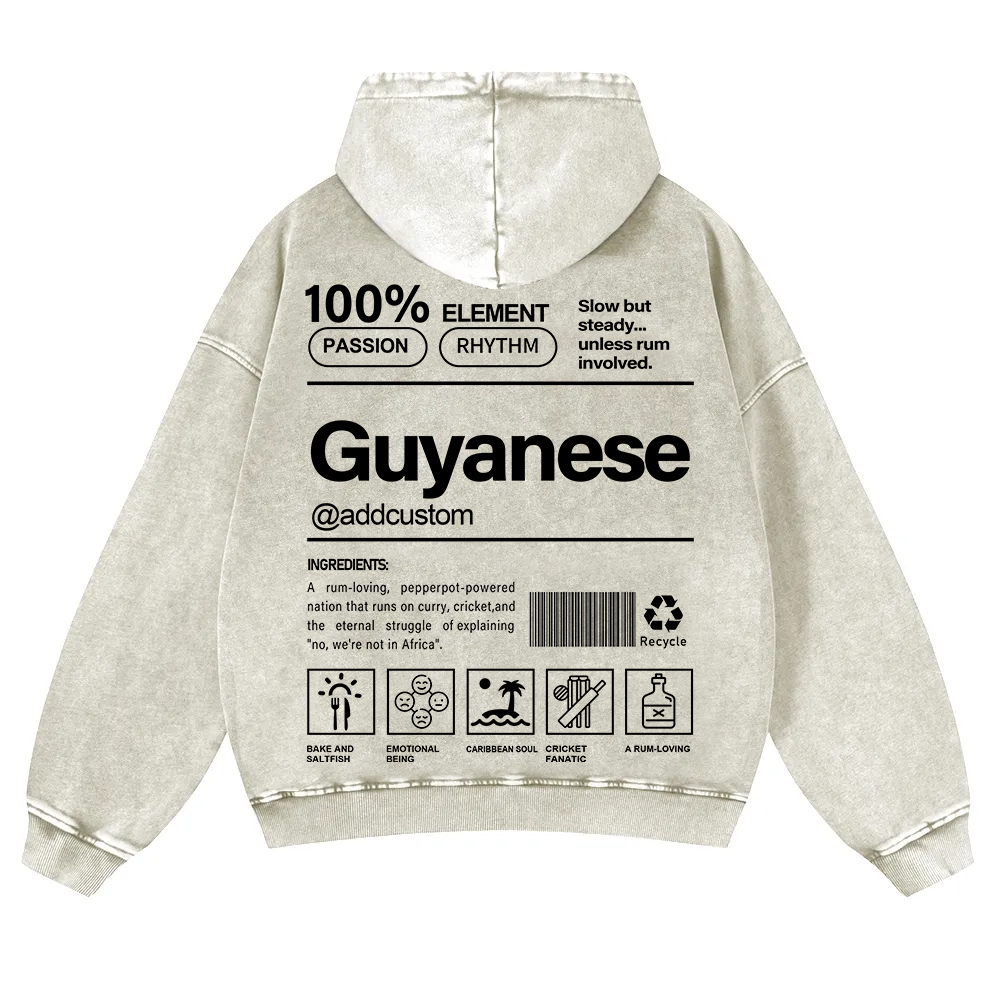Guyanese Addcustom Unisex Fit  Washed Hoodie wearishow
