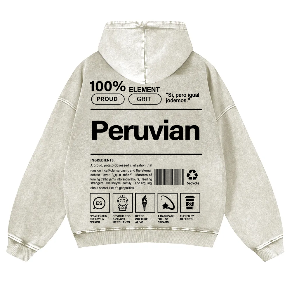 Peruvian Unisex Fit  Washed Hoodie wearishow