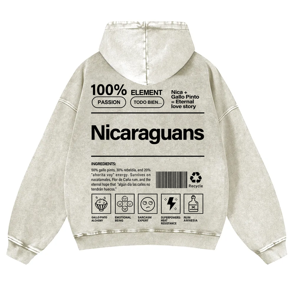 Nicaraguans Unisex Fit  Washed Hoodie wearishow