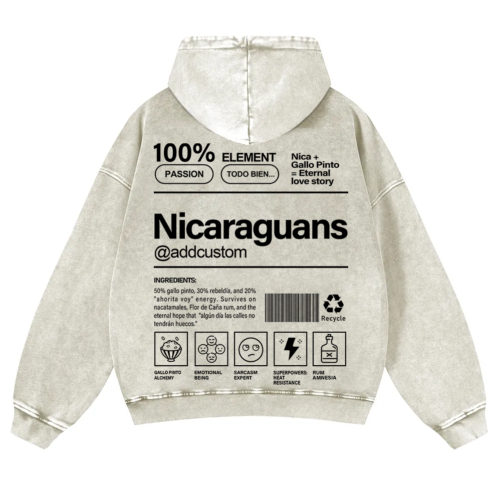 Nicaraguans Addcustom Unisex Fit  Washed Hoodie wearishow