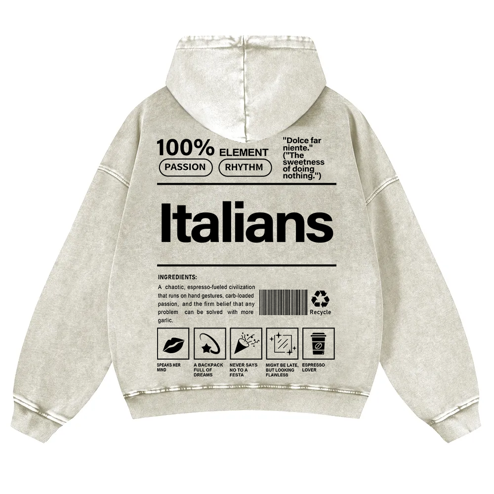 Italians Unisex Fit  Washed Hoodie wearishow