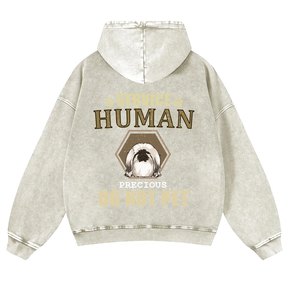 Service Human, Do Not Pet 4- Personalized Custom Unisex Washed Hoodie wearishow