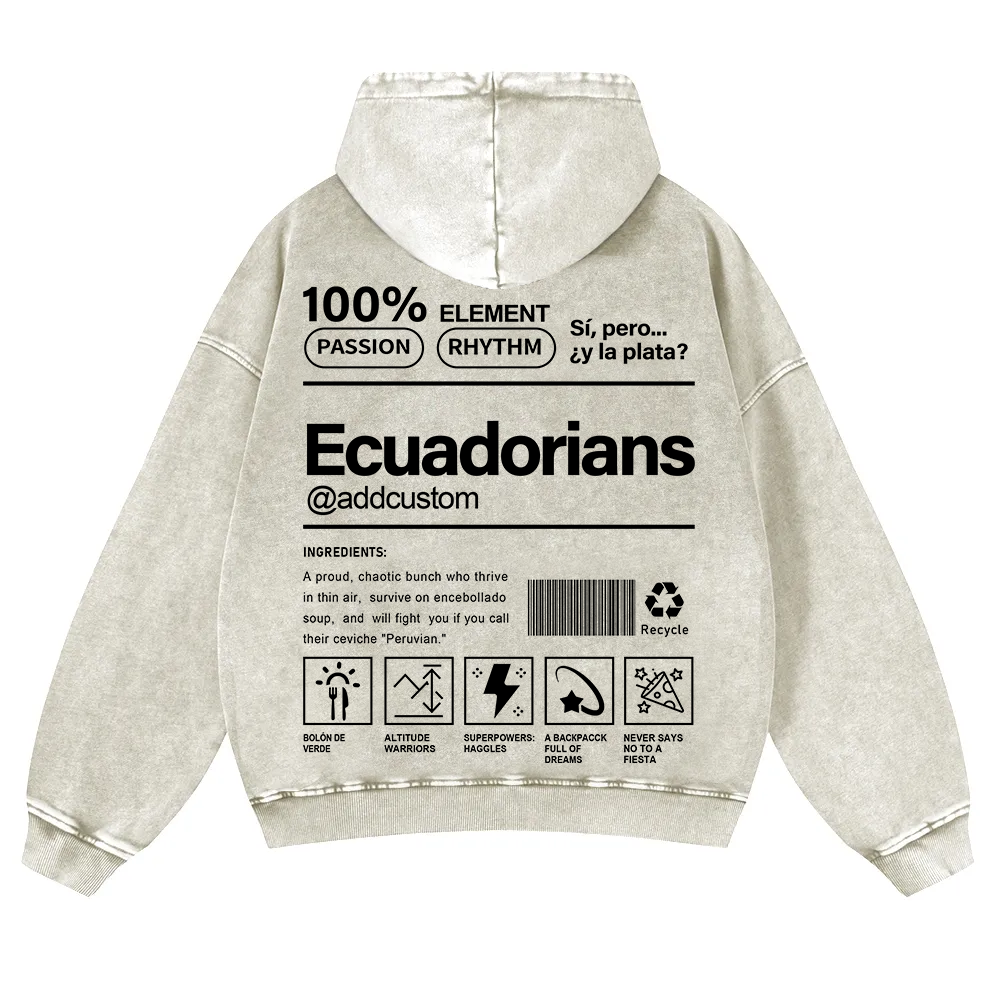Ecuadorians Addcustom Unisex Fit  Washed Hoodie wearishow