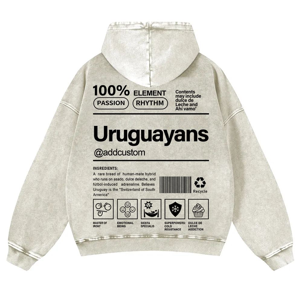 Uruguayans Addcustom Unisex Fit  Washed Hoodie wearishow