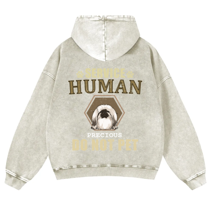 Service Human, Do Not Pet 4- Personalized Custom Unisex Washed Hoodie wearishow