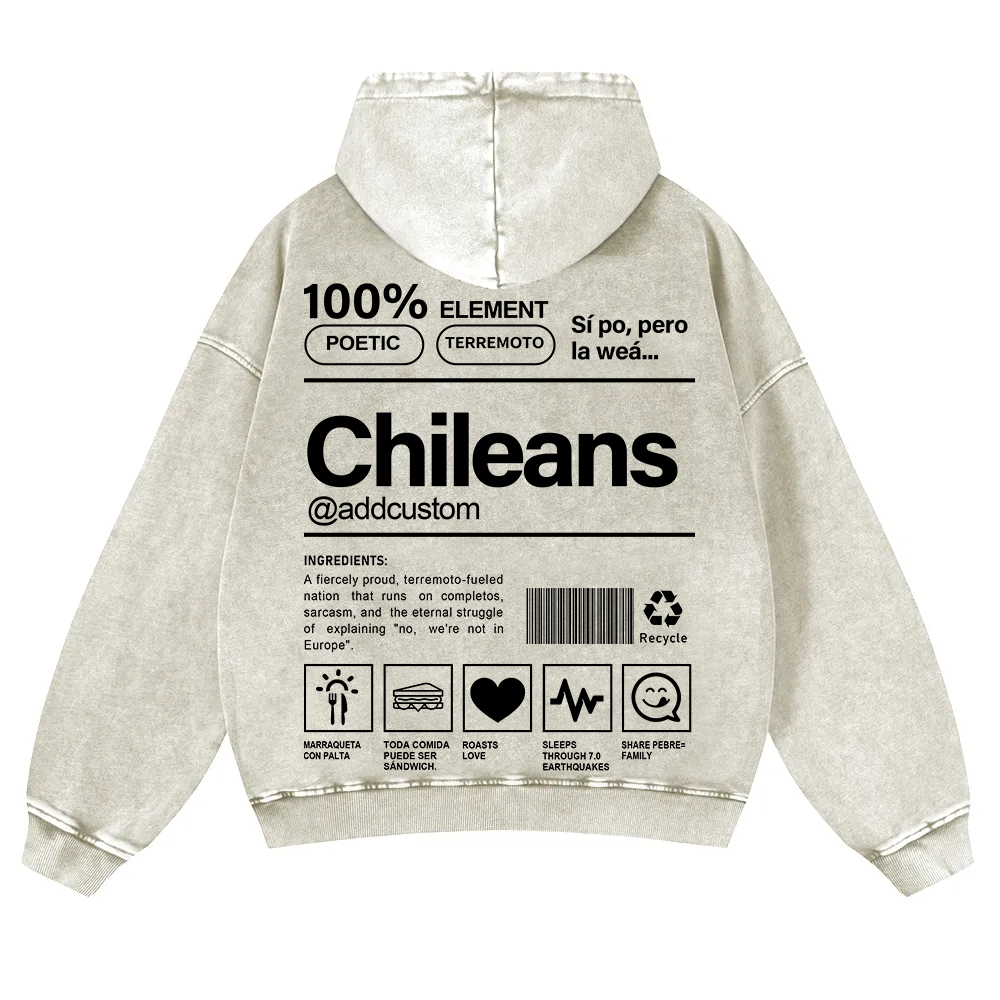 Chileans Addcustom Unisex Fit  Washed Hoodie wearishow