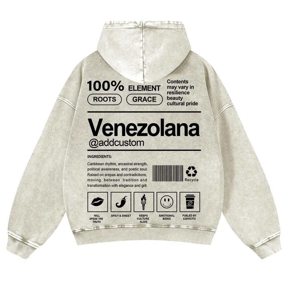 Venezolana Addcustom Unisex Fit  Washed Hoodie wearishow