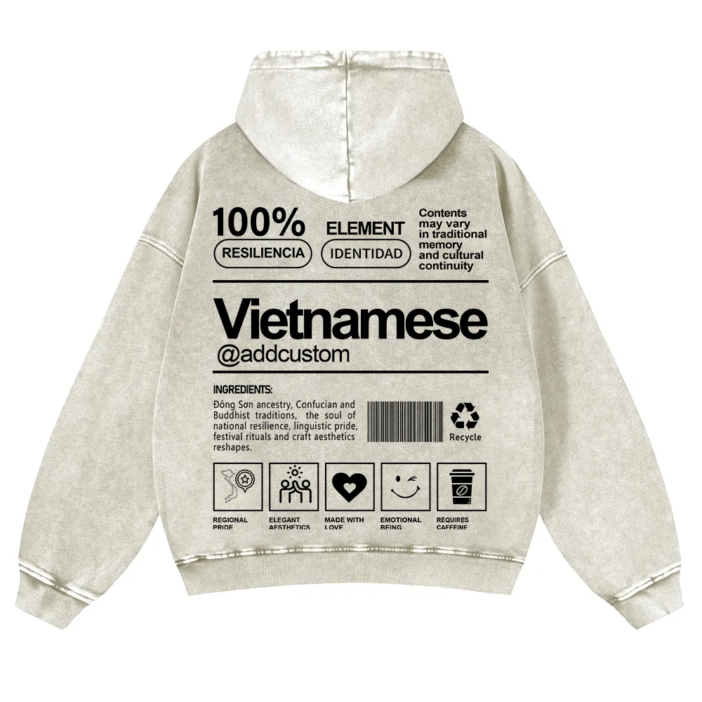 Vietnamese Addcustom Unisex Fit  Washed Hoodie wearishow