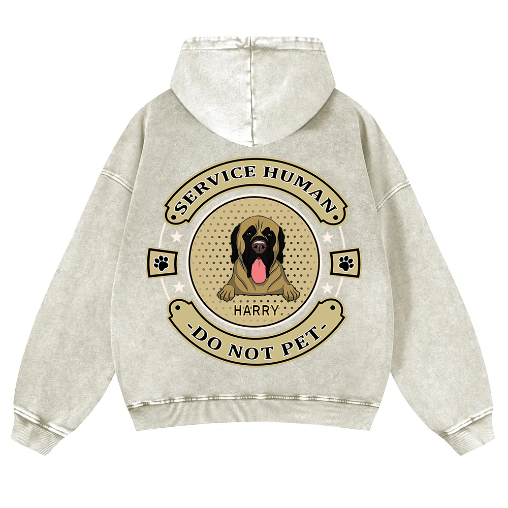 Service Human, Do Not Pet 14- Personalized Custom Unisex Washed Hoodie wearishow