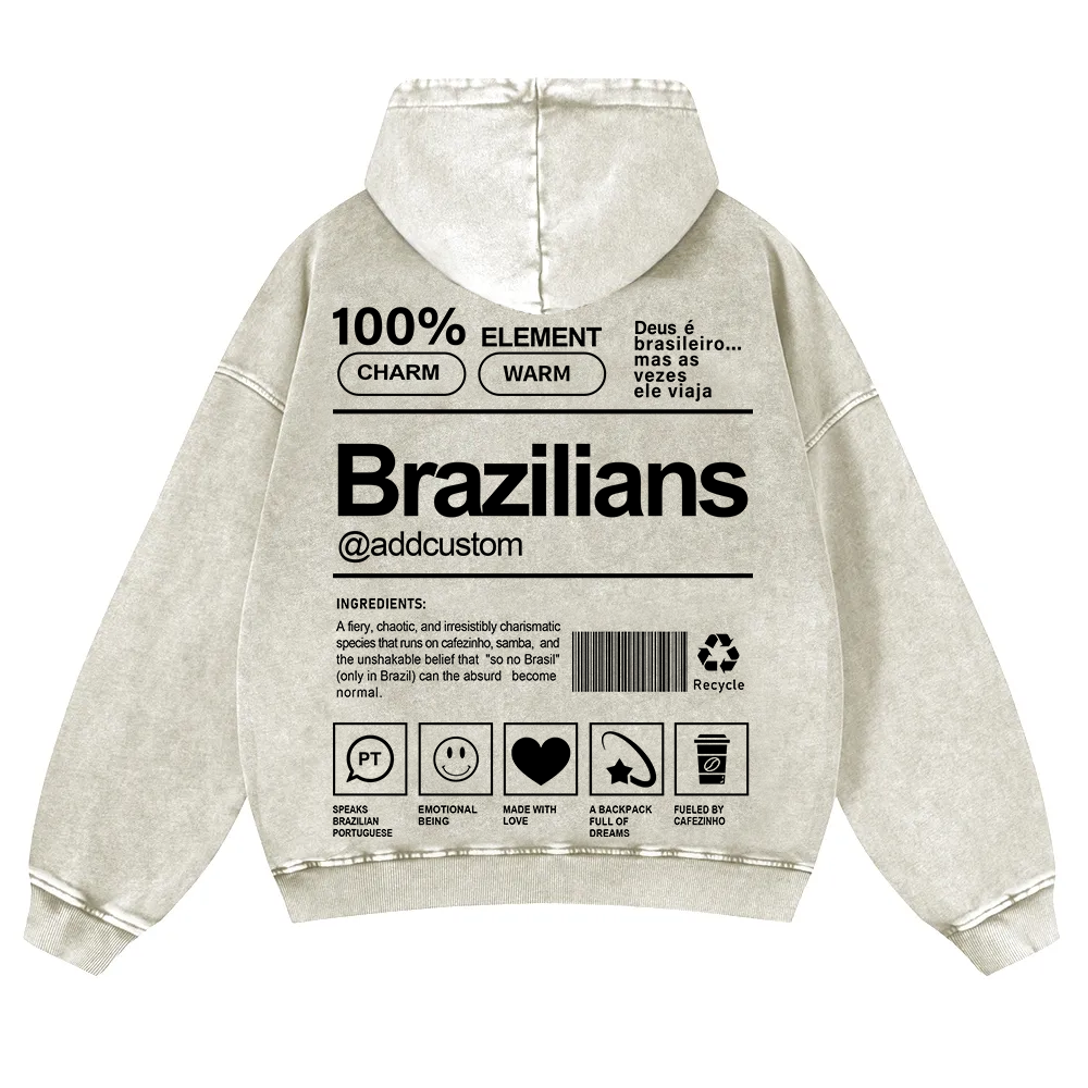 Brazilians Addcustom Unisex Fit  Washed Hoodie wearishow