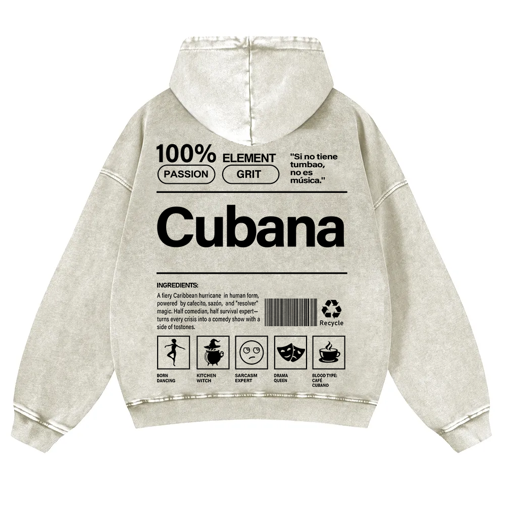 Cubana Unisex Fit  Washed Hoodie wearishow