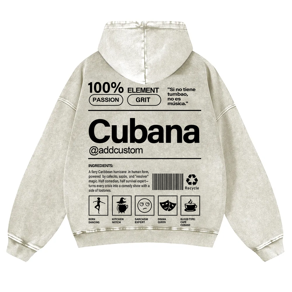 Cubana Addcustom Unisex Fit  Washed Hoodie wearishow