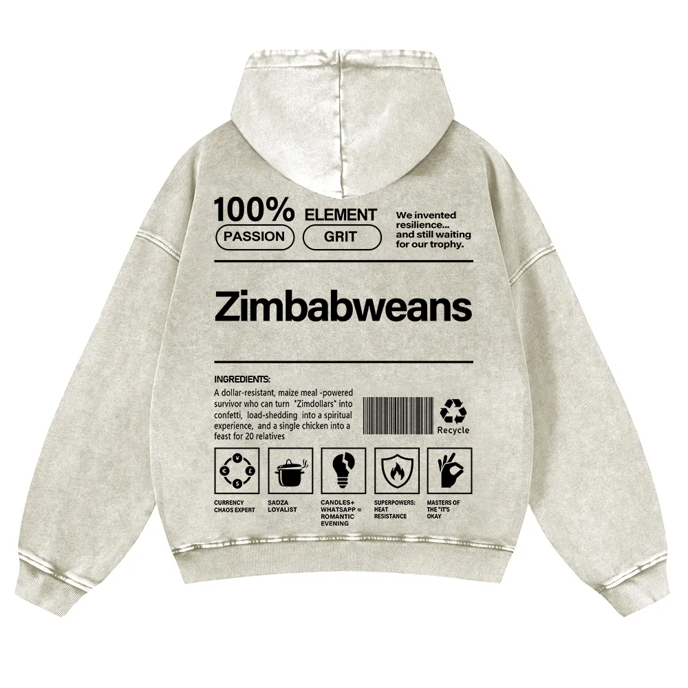 Zimbabweans Unisex Fit  Washed Hoodie wearishow