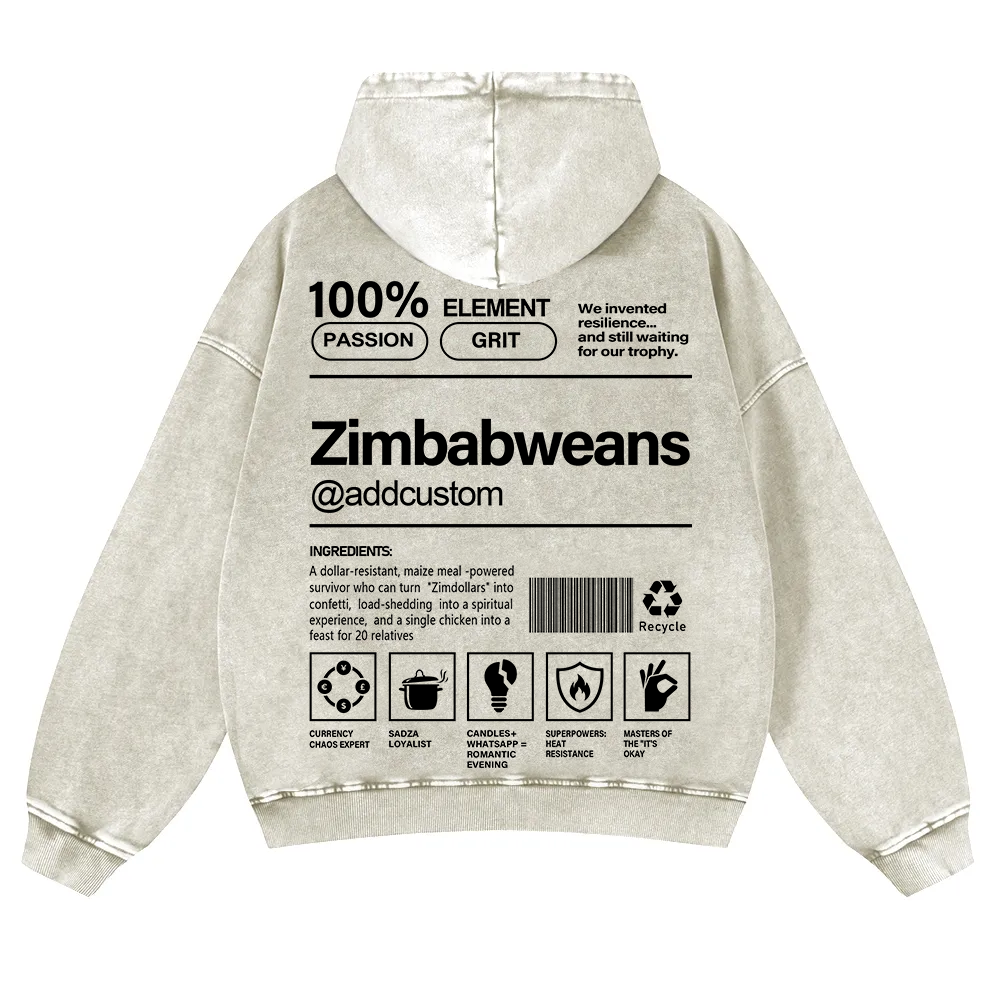 Zimbabweans Addcustom Unisex Fit  Washed Hoodie wearishow