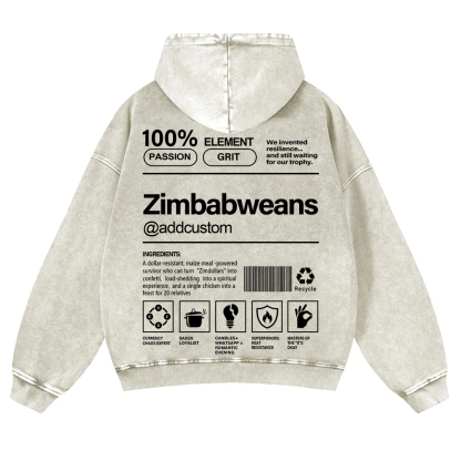 Zimbabweans Addcustom Unisex Fit  Washed Hoodie wearishow