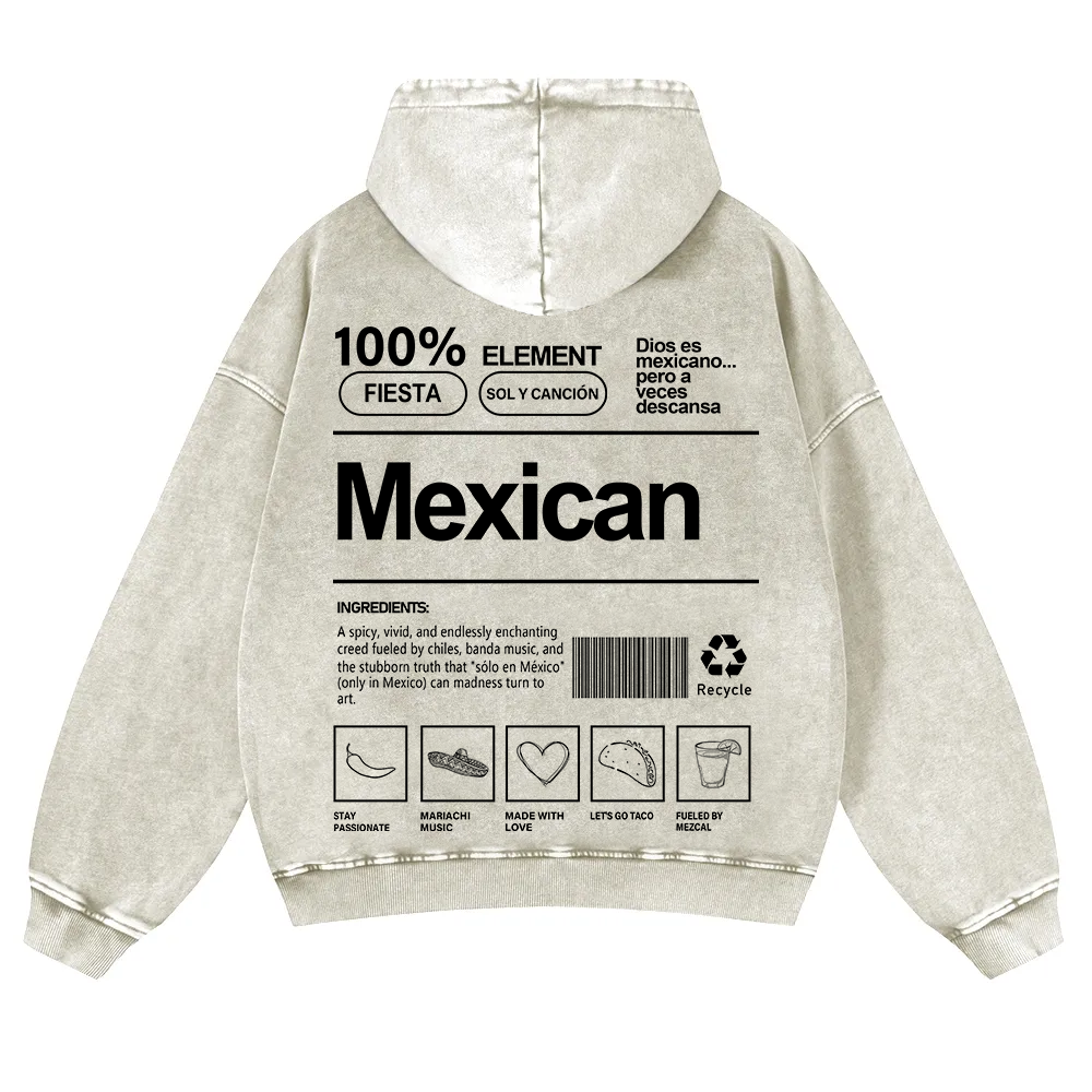 Mexican Unisex Fit  Washed Hoodie wearishow