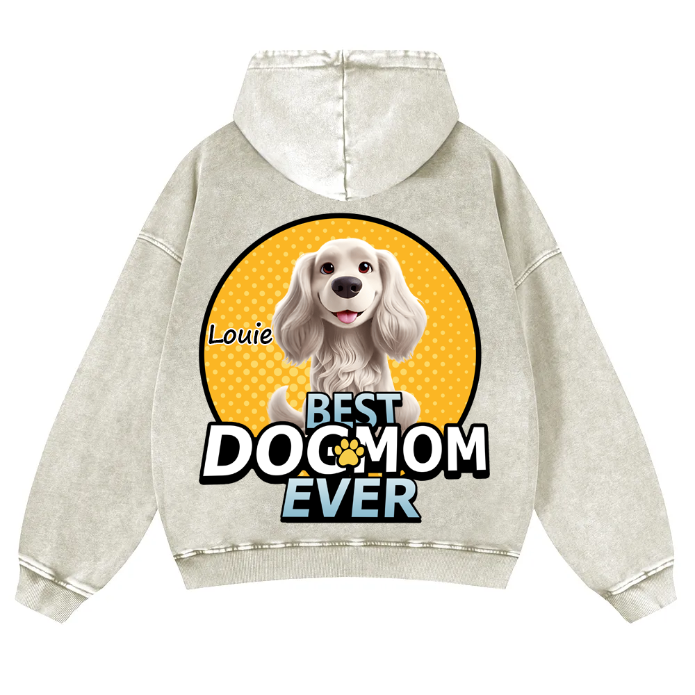 Best Dog Mom For Furry Kid - Personalized Custom Unisex Washed Hoodie wearishow