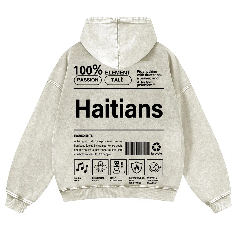 Haitians Unisex Fit  Washed Hoodie wearishow