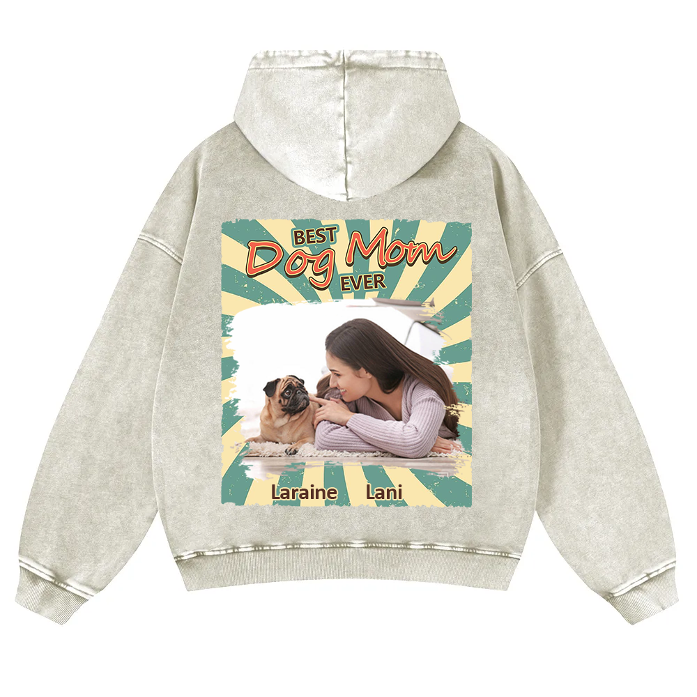 Retro Funny Dog Shirt Photo - Personalized Custom Unisex Washed Hoodie wearishow