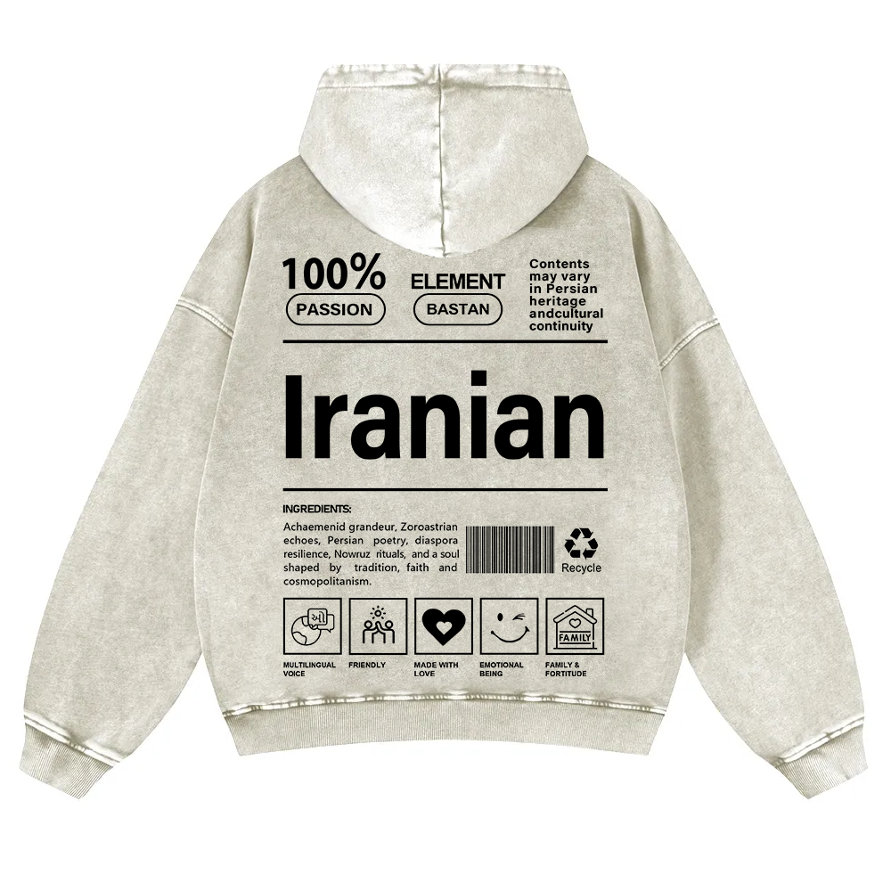 Iranian Unisex Fit  Washed Hoodie wearishow
