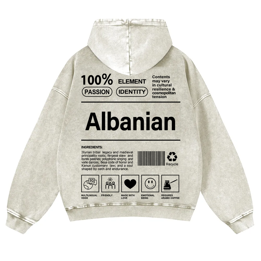Albanian Unisex Fit  Washed Hoodie wearishow
