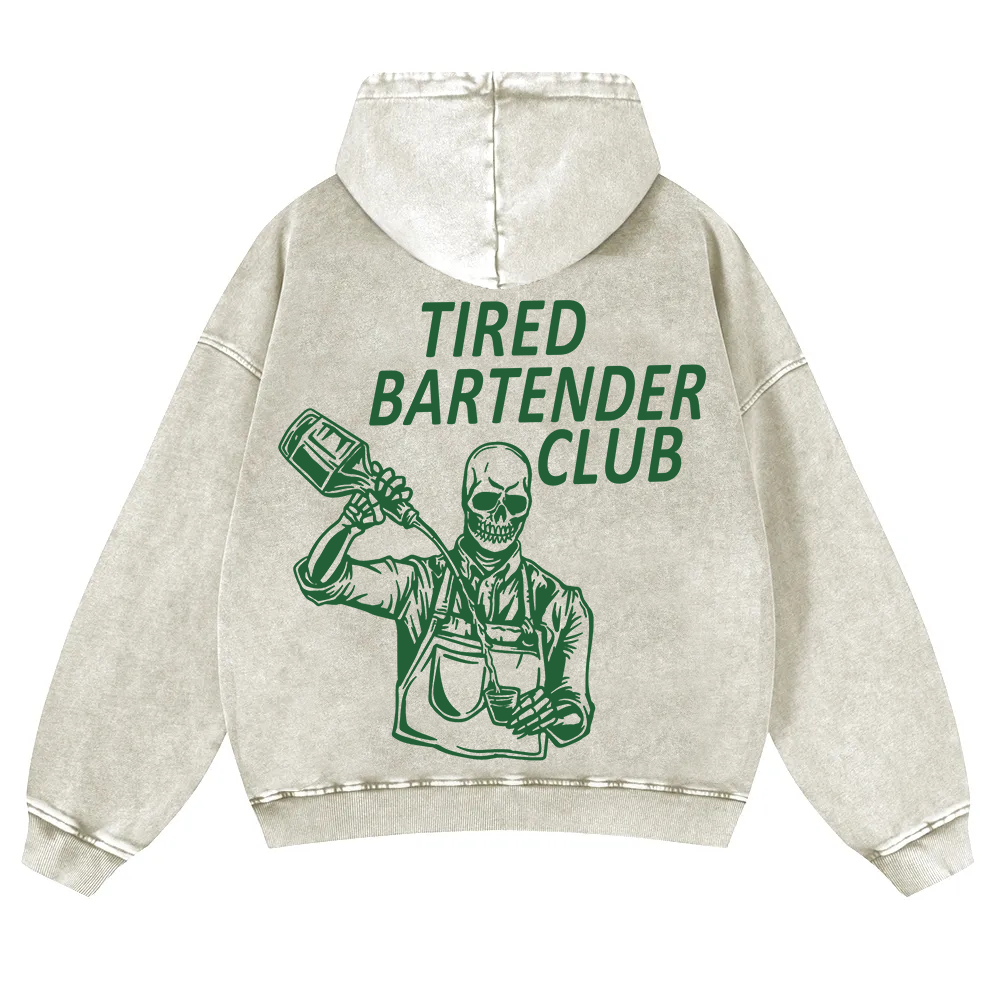 Tired Bartender Club Unisex Fit  Washed Hoodie wearishow