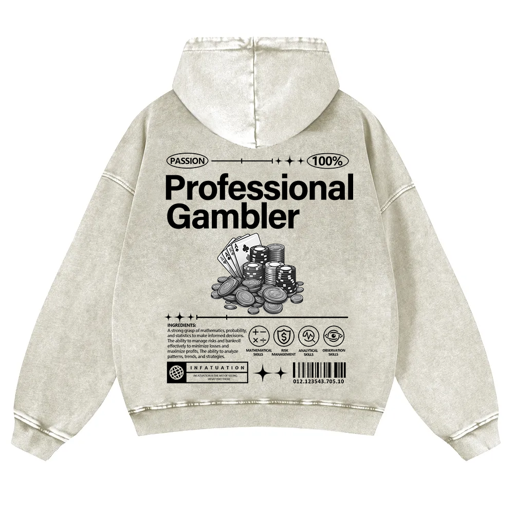 Professional Gambler Washed Hoodie wearishow