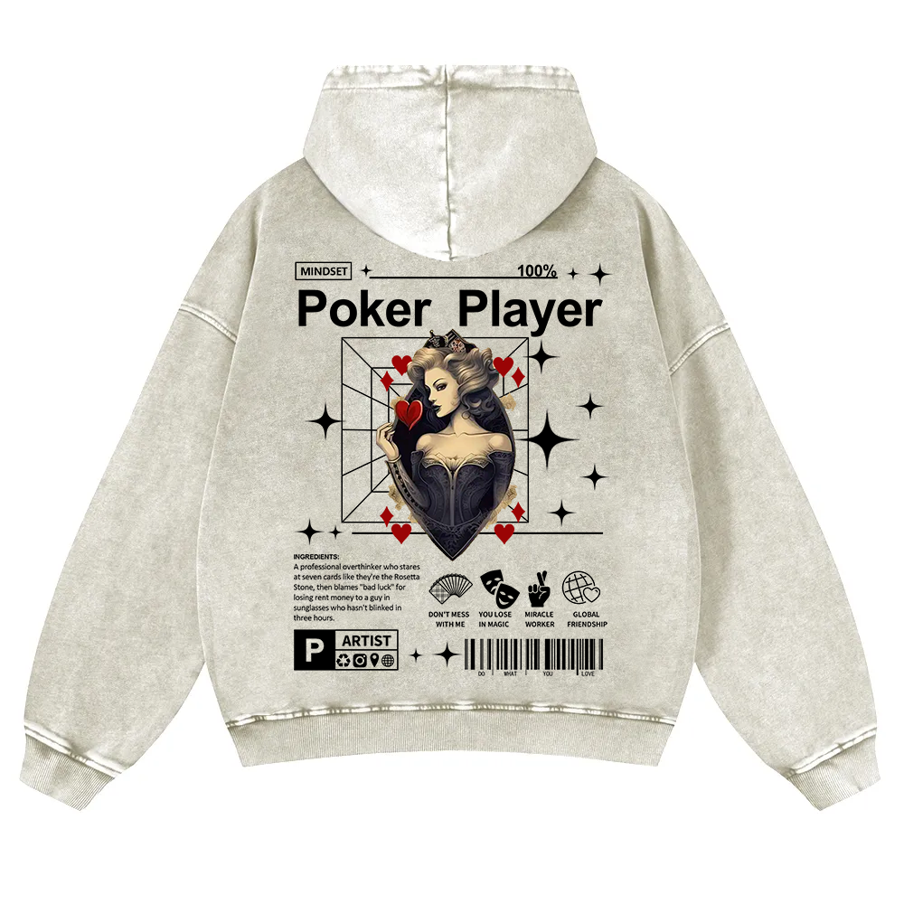 Poker Player  Washed Hoodie wearishow
