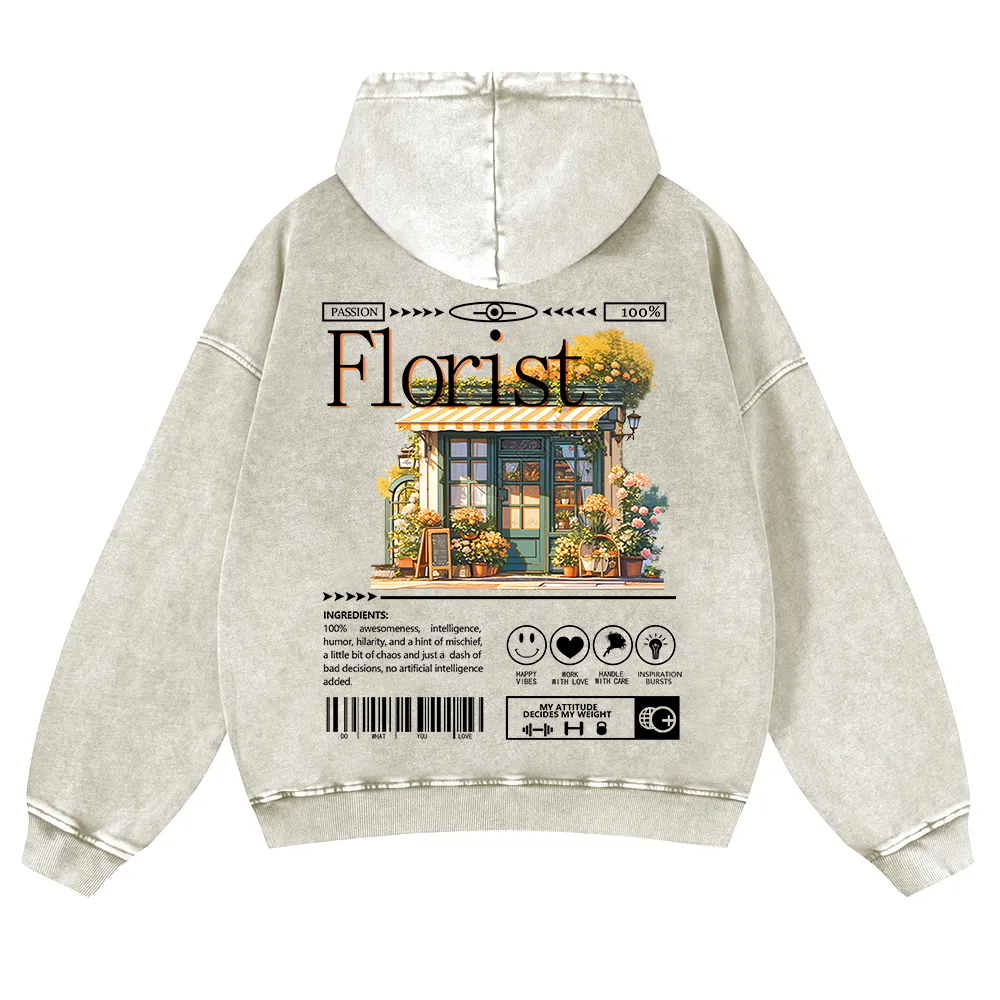 Florist Washed Hoodie wearishow