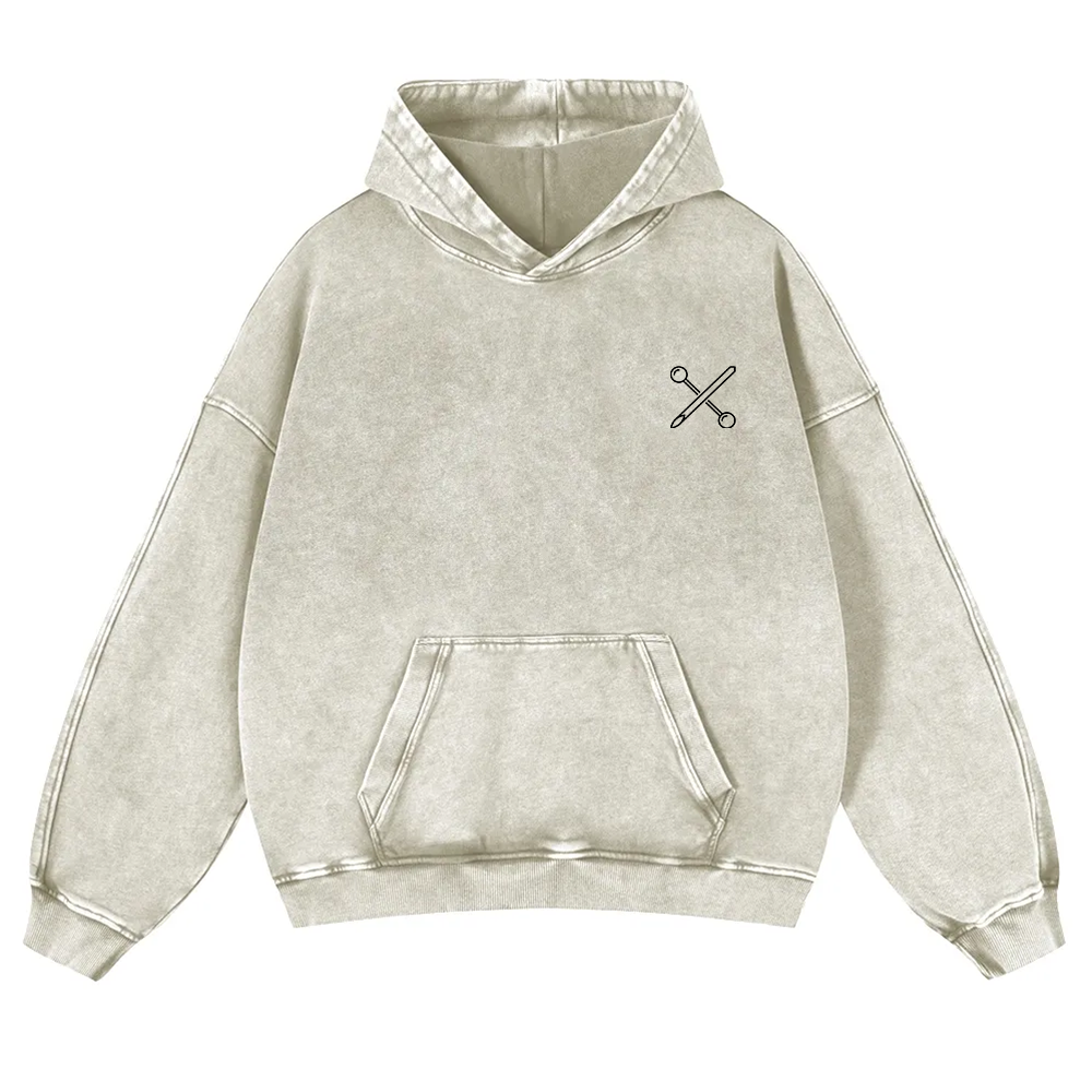Body Piercer Casual Washed Hoodie wearishow