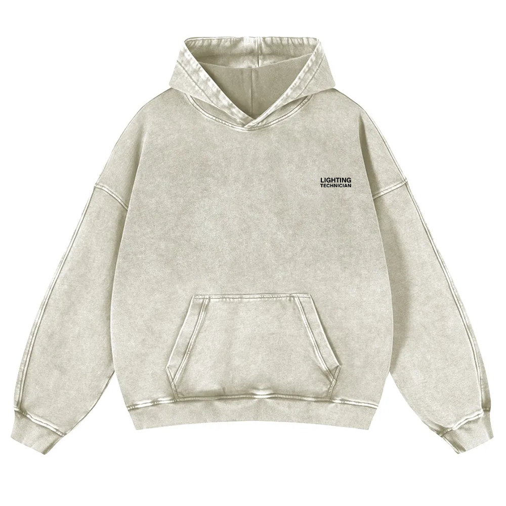 Lighting Technician Washed Hoodie wearishow