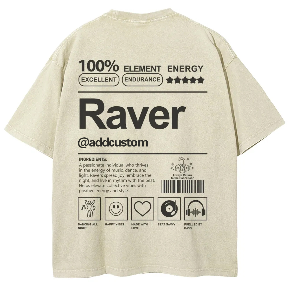 Addcustom Raver Unisex Fit Washed T-Shirt wearishow