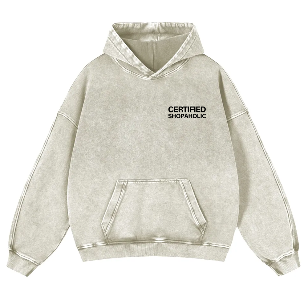 Certified Shopaholic Washed Hoodie wearishow