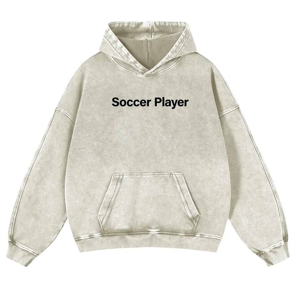 Soccer Player Casual Washed Hoodie wearishow