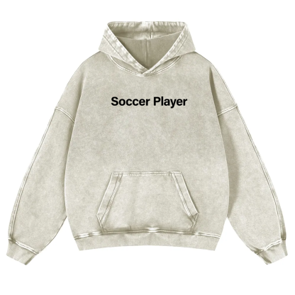 Soccer Player Casual Washed Hoodie wearishow