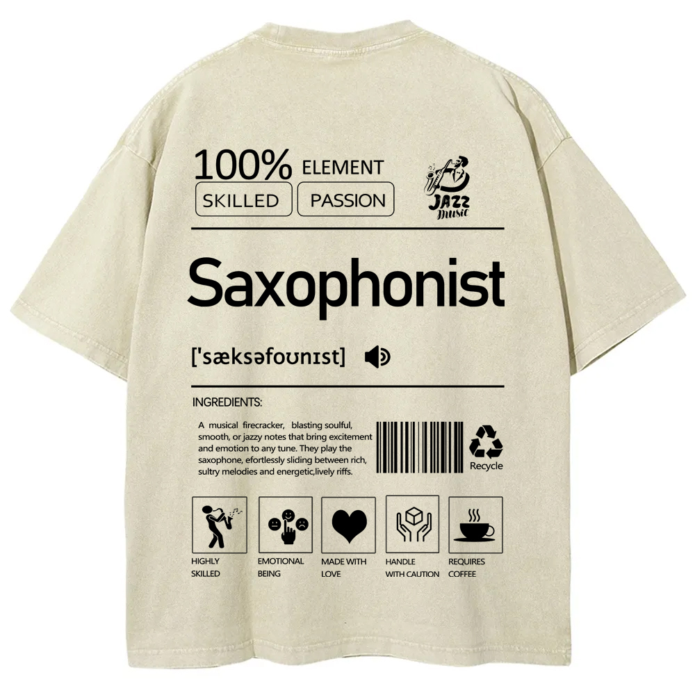 Saxophonist Unisex Fit Washed T-Shirt  wearishow