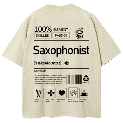 Saxophonist Unisex Fit Washed T-Shirt  wearishow