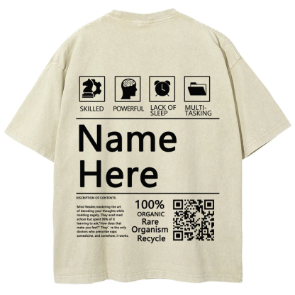 QR Code Customized Unisex Fit Washed T-Shirt