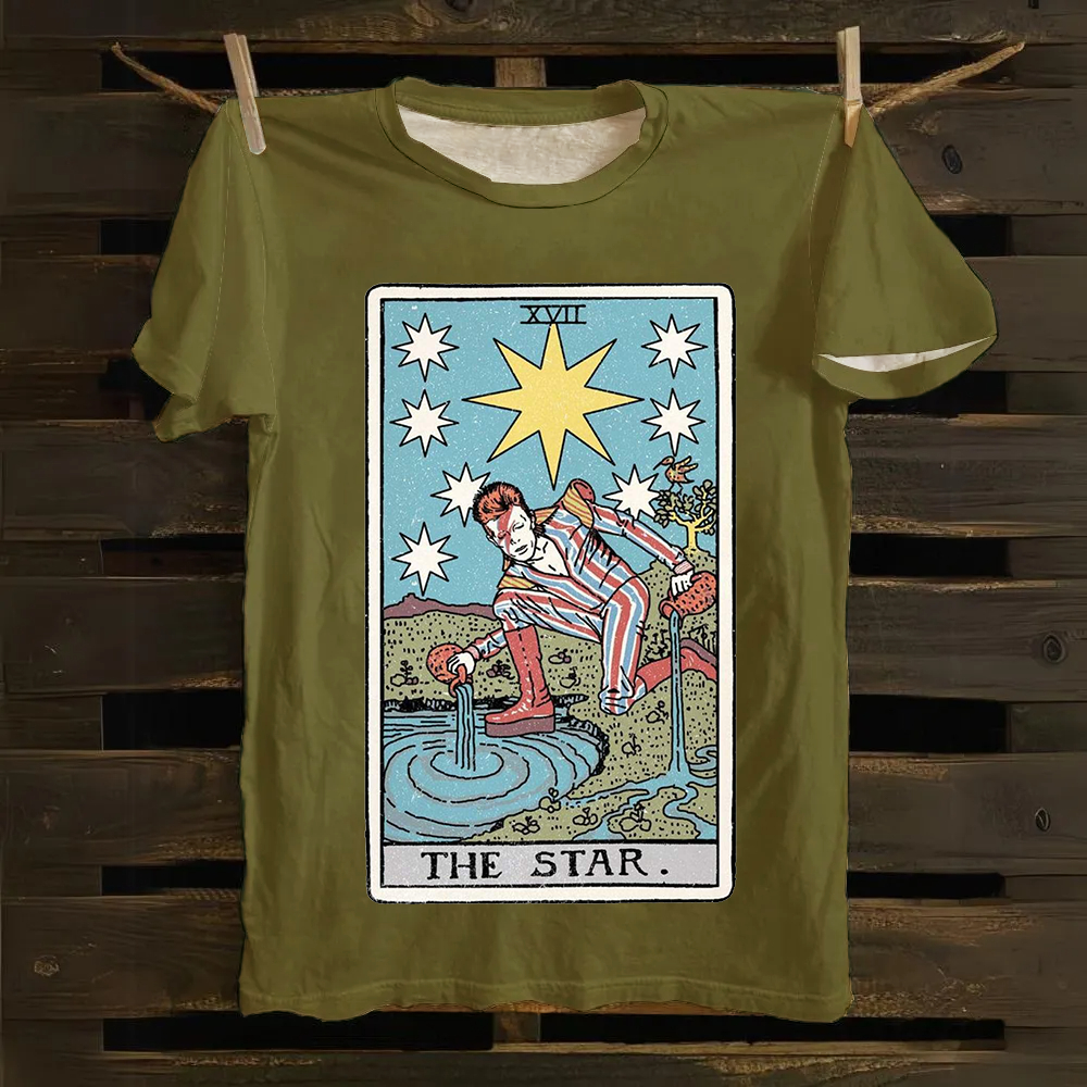 Unisex Vintage The Star David Bowie Tarot Card Cotton T-Shirt